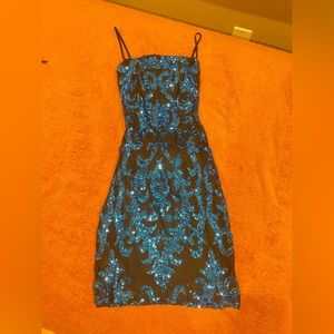 Black dress with blue sequins